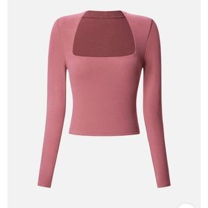 OGL Rose Pink Long Sleeve Square Neck Crop Top
